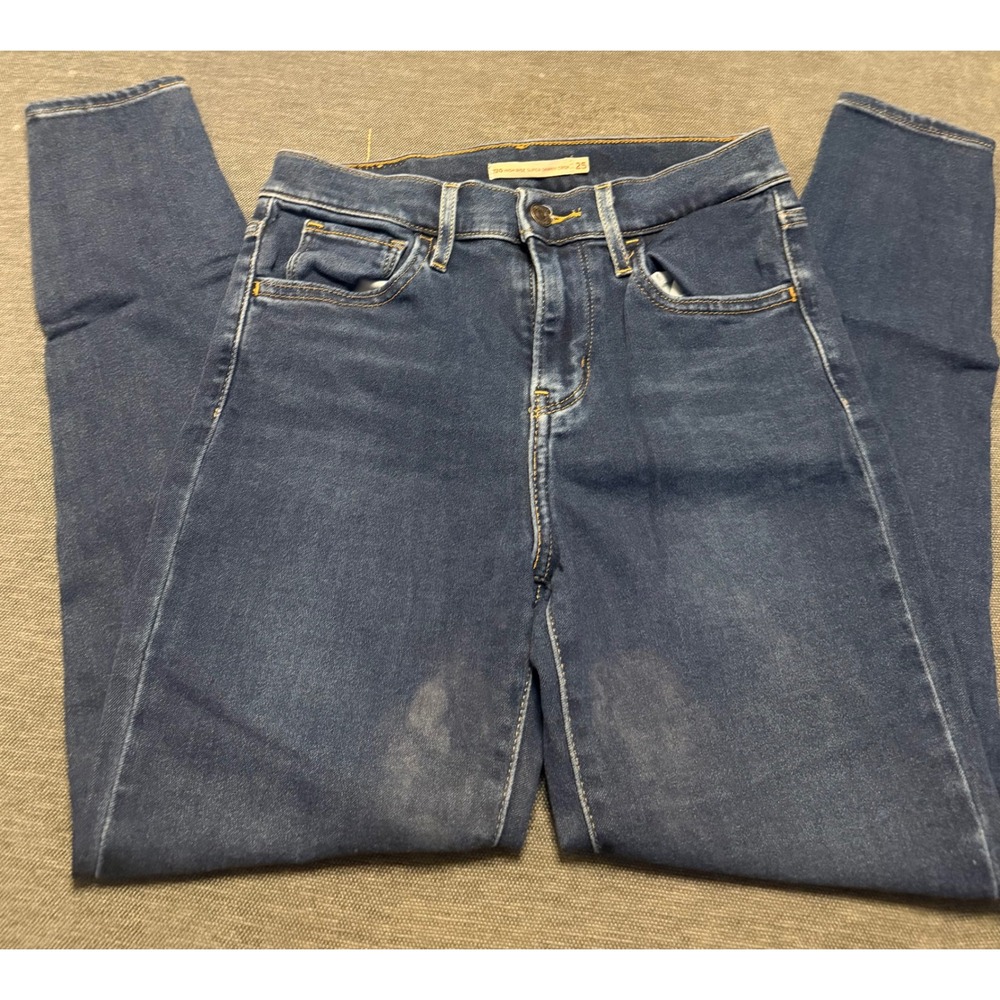 Levis 720 High Rise Super Skinny Crop Jeans Dark Wash Denim Size 25 Womens